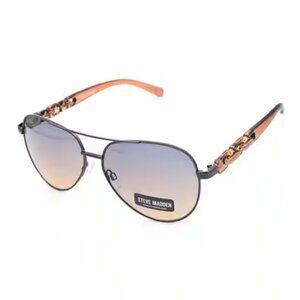 Steve Madden NEW Susana brown gradient aviator bronze frame sunglasses w/ case
